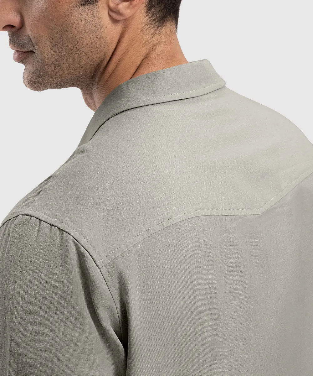Men's Casual Cotton Linen Short-Sleeved Shirts
