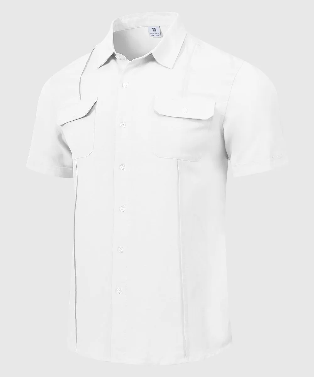 Men's Casual Cotton Linen Short-Sleeved Shirts