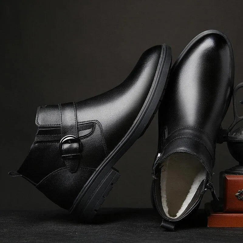 Men's Genuine Faux Leather Snow Boots
