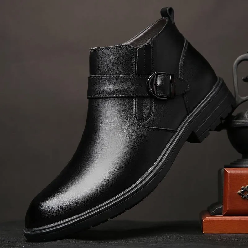 Men's Genuine Faux Leather Snow Boots
