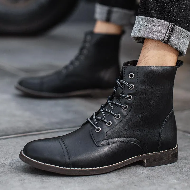 Men's shoes plus cashmere cotton shoes leather boots ankle boots