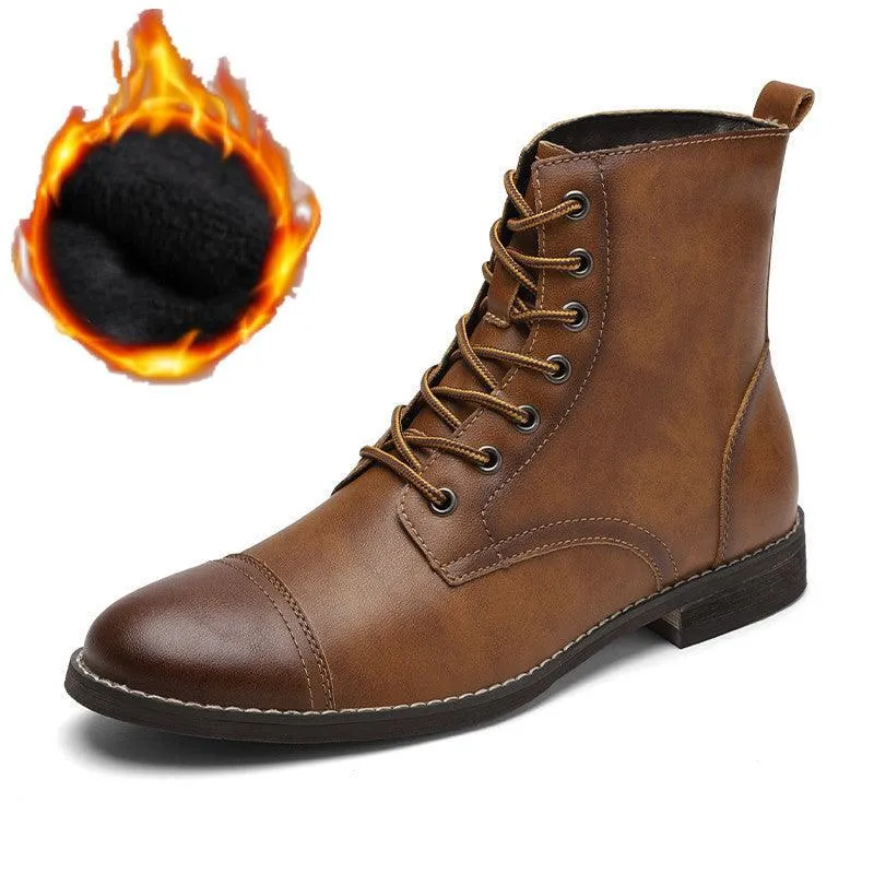Men's shoes plus cashmere cotton shoes leather boots ankle boots