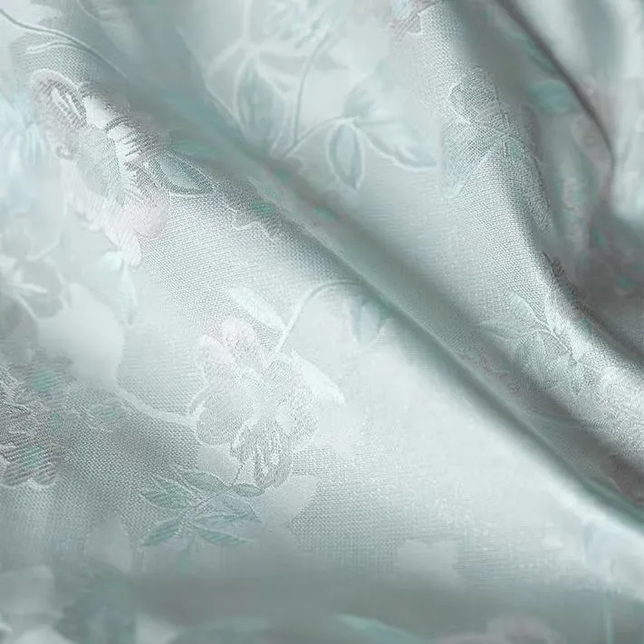 Mint Floral Silk Jacquard Fabric with  Floral Pattern