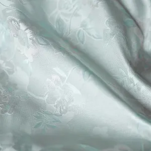 Mint Floral Silk Jacquard Fabric with  Floral Pattern