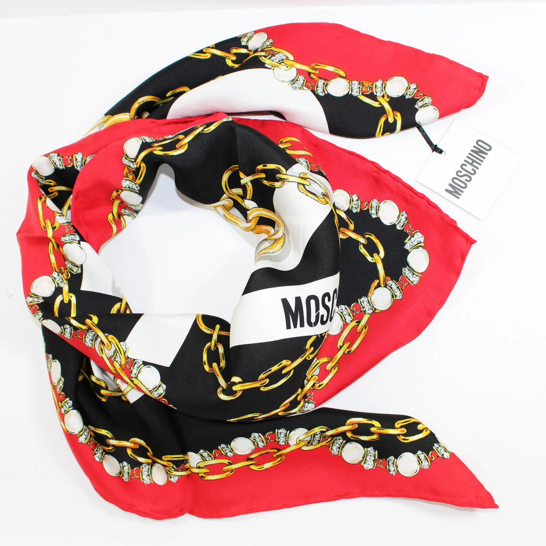 Moschino Scarf Jewelry Design - Large Square Silk Foulard SALE