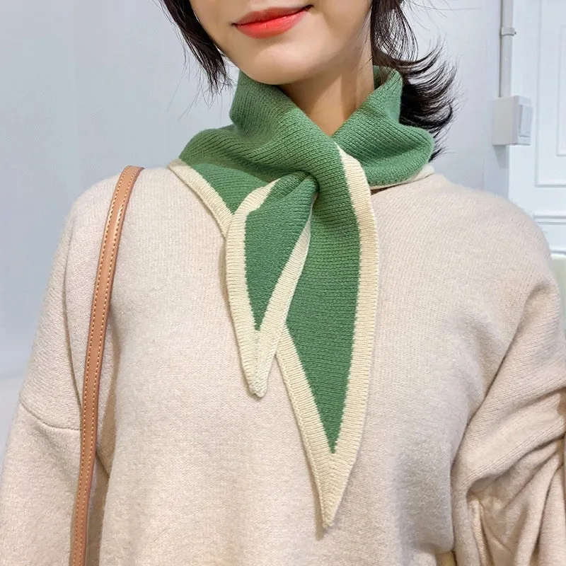 New Simple Lazy Cross Perforated Small Scarf Women's Autumn And Winter Outer Wear Fashion Triangle Scarf Warm Scarf Small Scarf