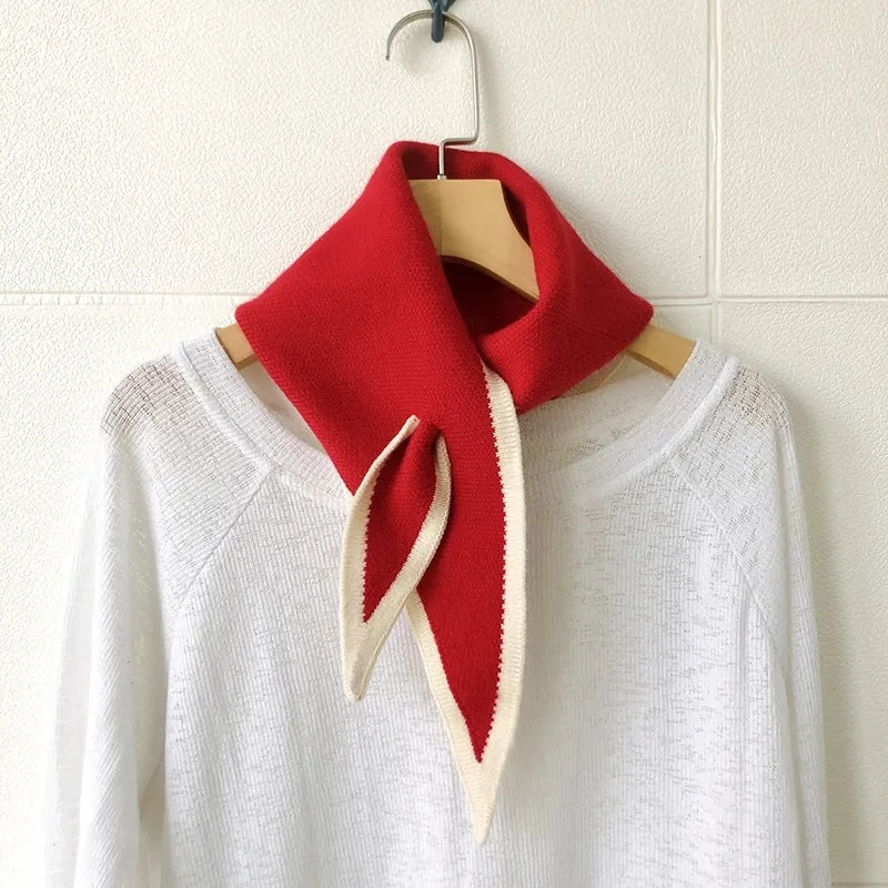 New Simple Lazy Cross Perforated Small Scarf Women's Autumn And Winter Outer Wear Fashion Triangle Scarf Warm Scarf Small Scarf