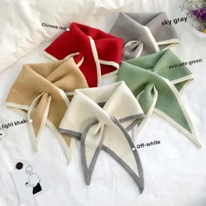 New Simple Lazy Cross Perforated Small Scarf Women's Autumn And Winter Outer Wear Fashion Triangle Scarf Warm Scarf Small Scarf