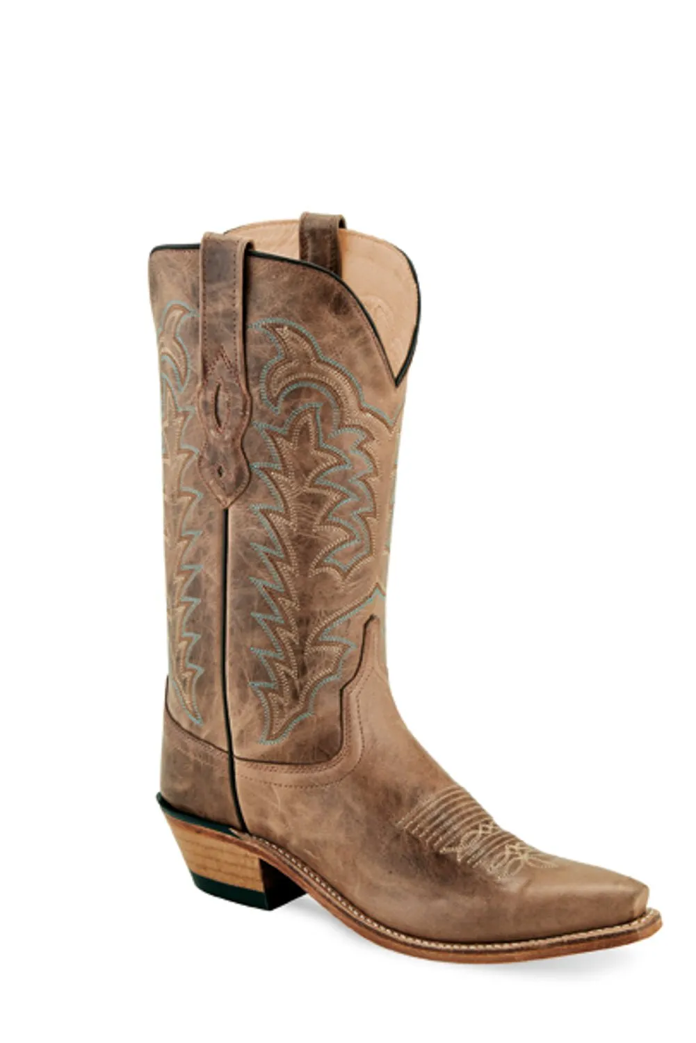 Old West Dark Tan Womens Leather Fashion 12in Cowboy Boots 5.5B