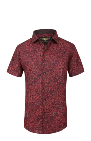 PREMIERE SHORT SLEEVE SHIRTS: RED/BLACK PAISLEY