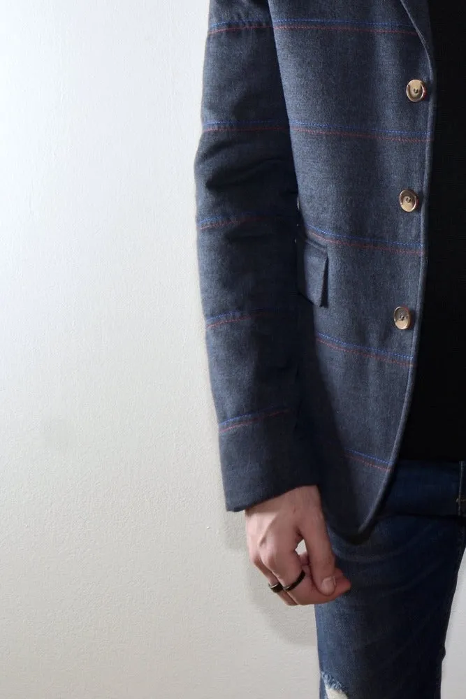 Quilted Blazer - Navy