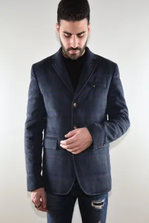 Quilted Blazer - Navy