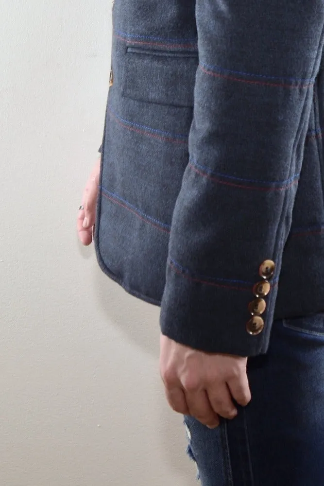 Quilted Blazer - Navy