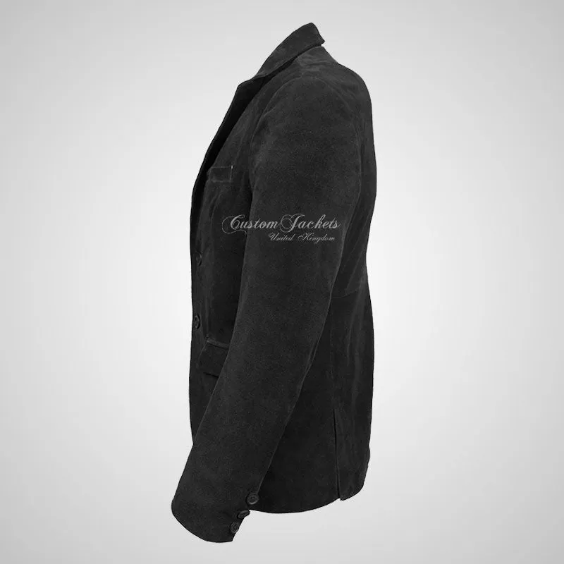 ROMA Mens 2 Button Suede Blazer Leather Sports Jacket
