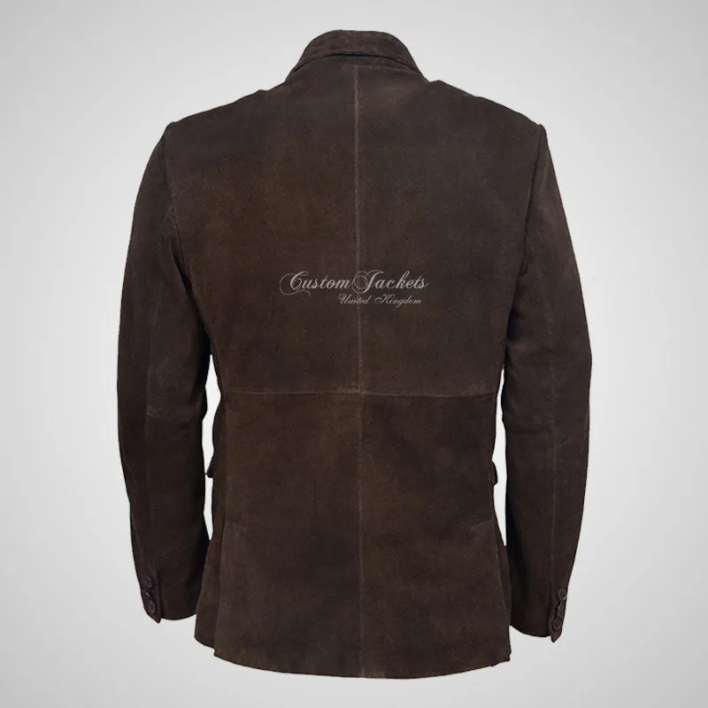 ROMA Mens 2 Button Suede Blazer Leather Sports Jacket