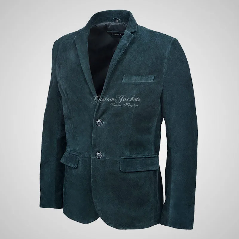 ROMA Mens 2 Button Suede Blazer Leather Sports Jacket