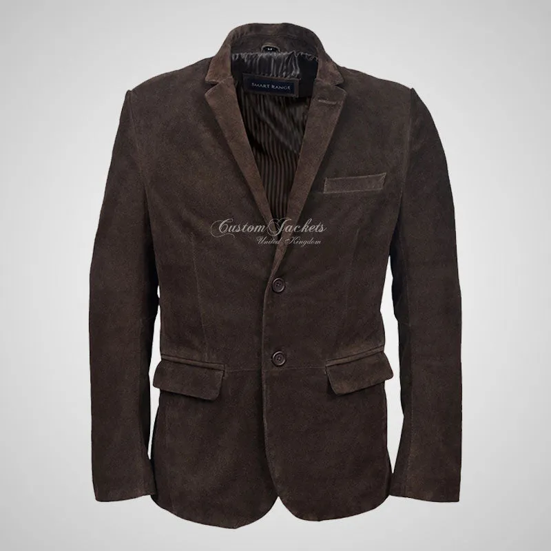 ROMA Mens 2 Button Suede Blazer Leather Sports Jacket