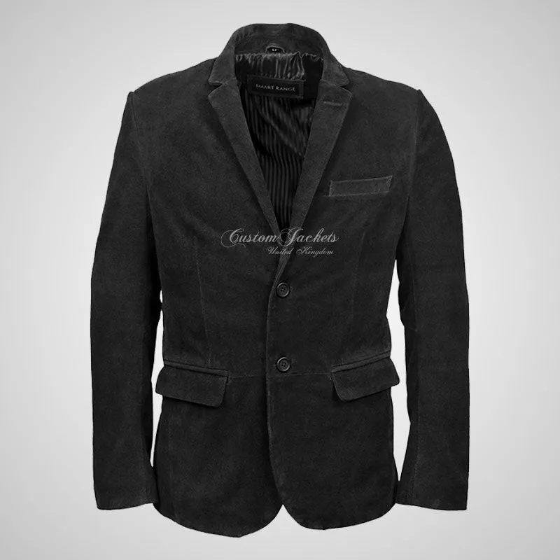 ROMA Mens 2 Button Suede Blazer Leather Sports Jacket