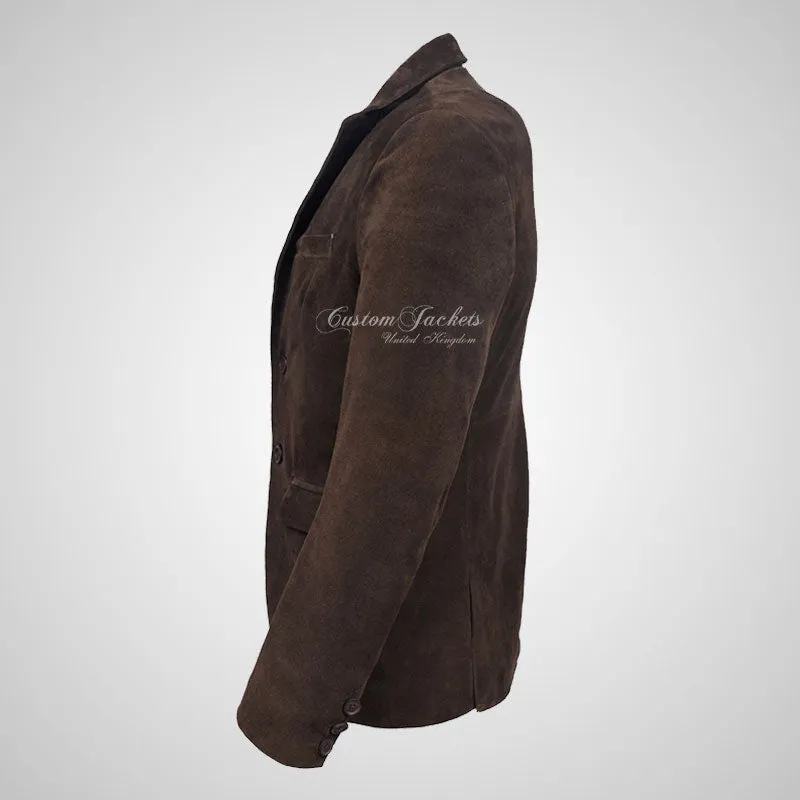 ROMA Mens 2 Button Suede Blazer Leather Sports Jacket
