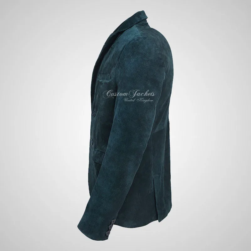 ROMA Mens 2 Button Suede Blazer Leather Sports Jacket
