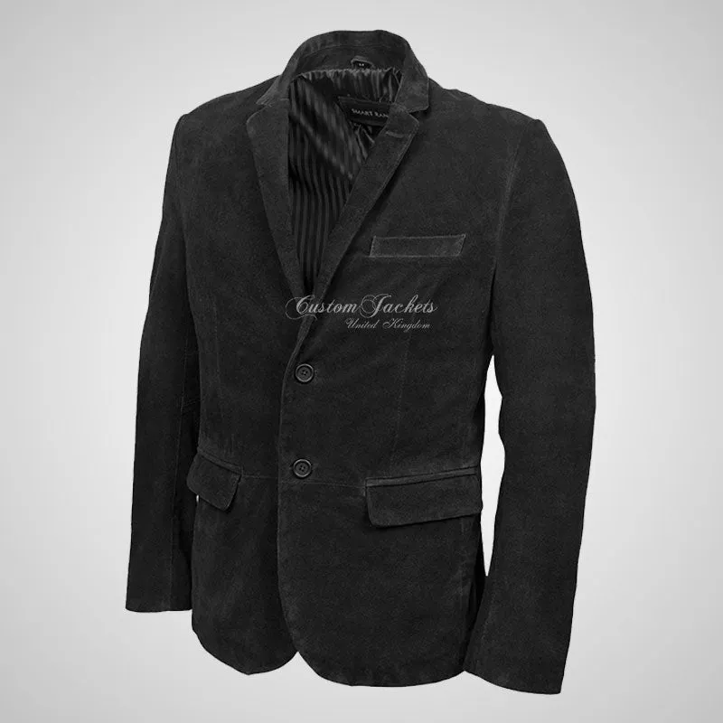 ROMA Mens 2 Button Suede Blazer Leather Sports Jacket