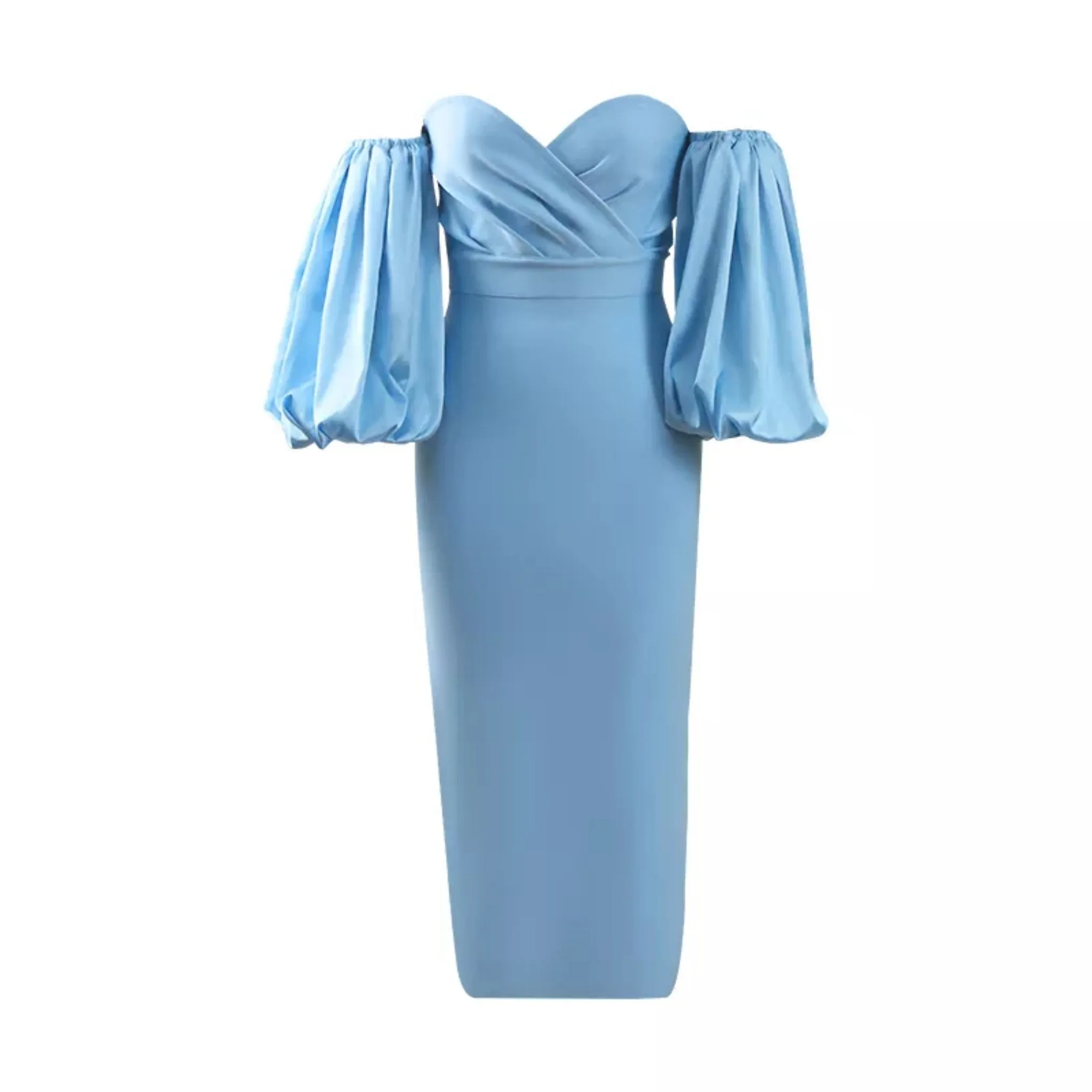 Satin Puff Sleeve Maxi Dress