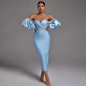 Satin Puff Sleeve Maxi Dress
