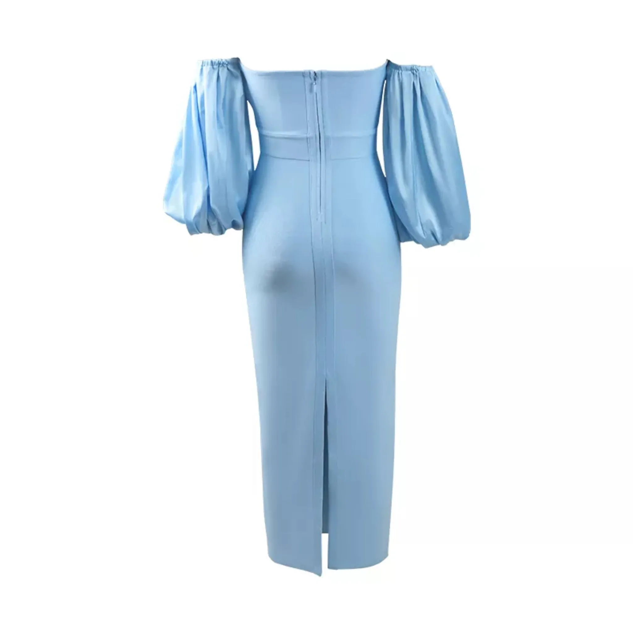 Satin Puff Sleeve Maxi Dress