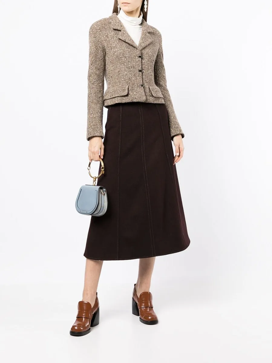 Single-Breasted Brown Tweed Jacket