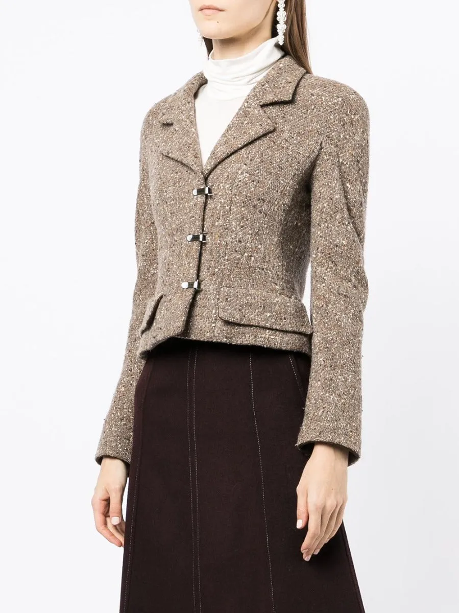 Single-Breasted Brown Tweed Jacket