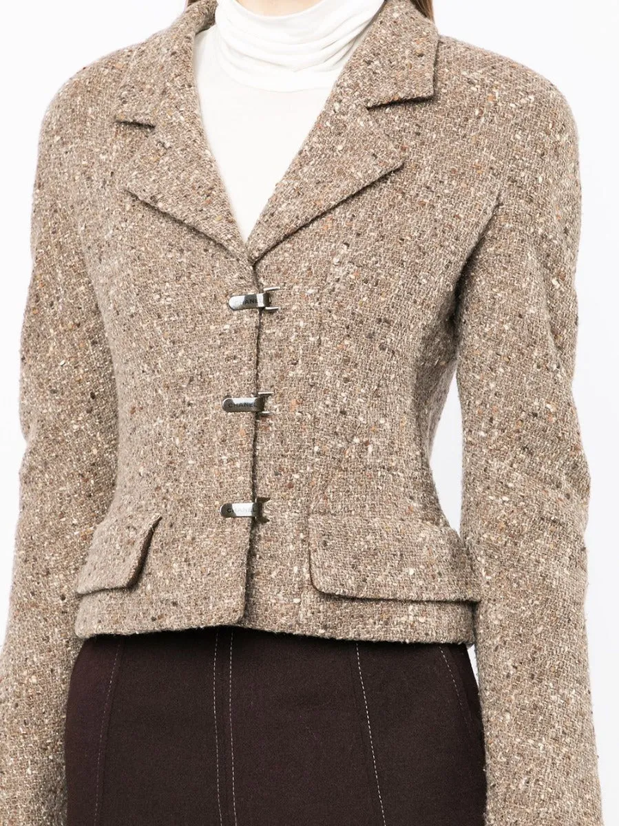 Single-Breasted Brown Tweed Jacket