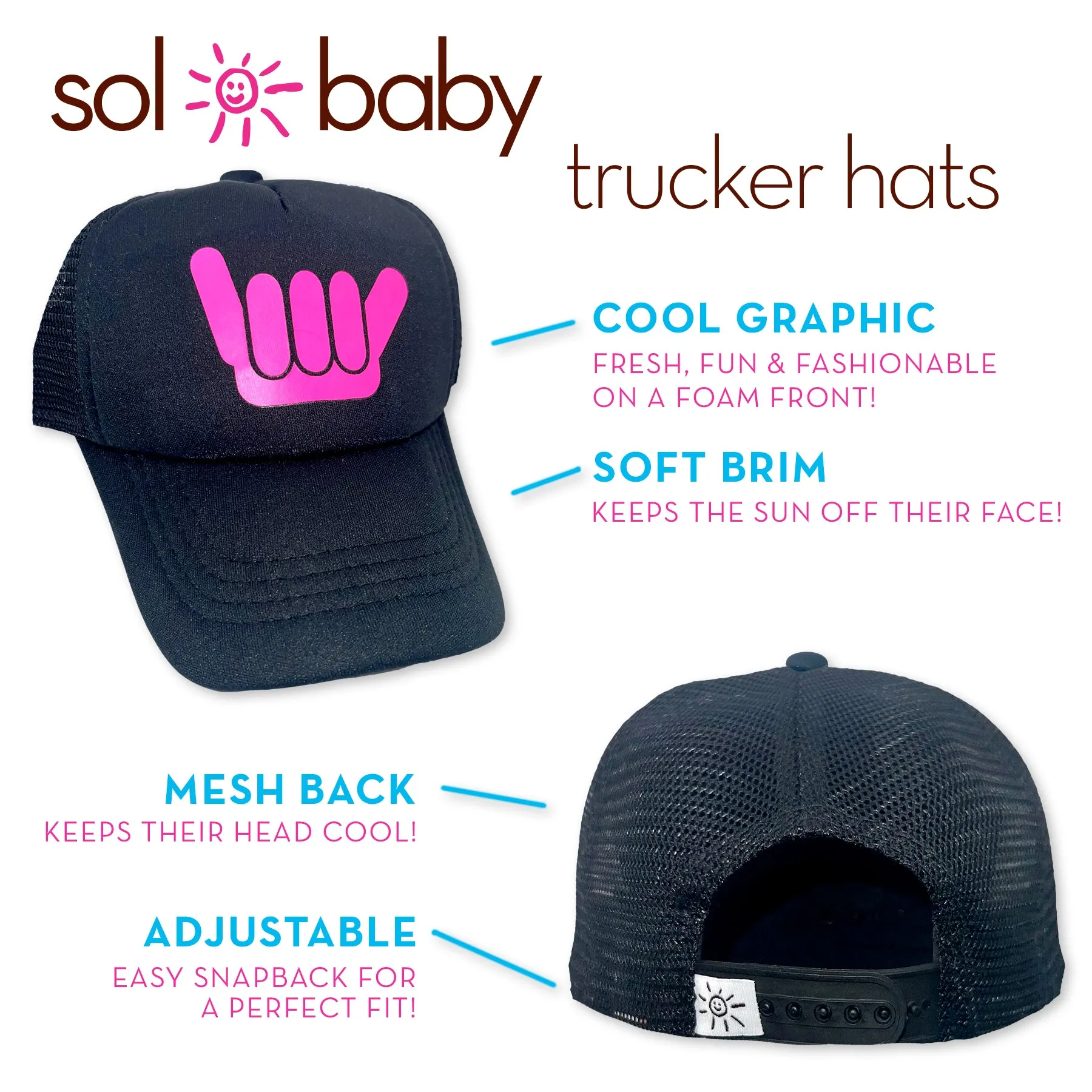 Sol Baby Neon Pink Shaka Trucker Hat