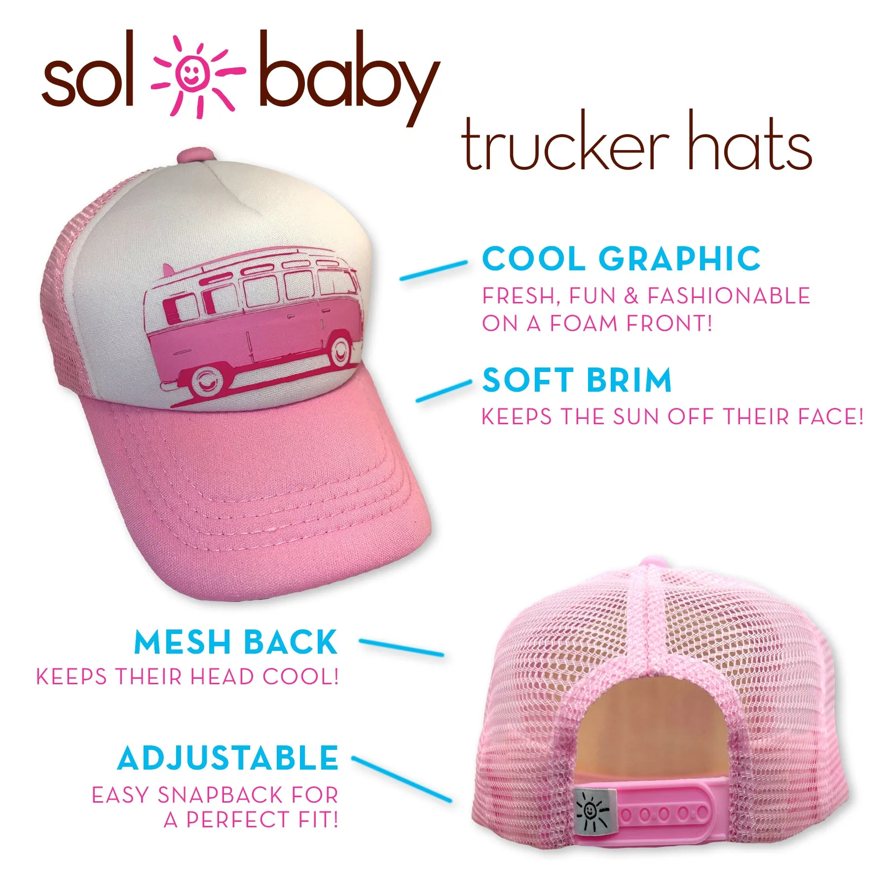 Sol Baby Surf Bus Pink Trucker Hat