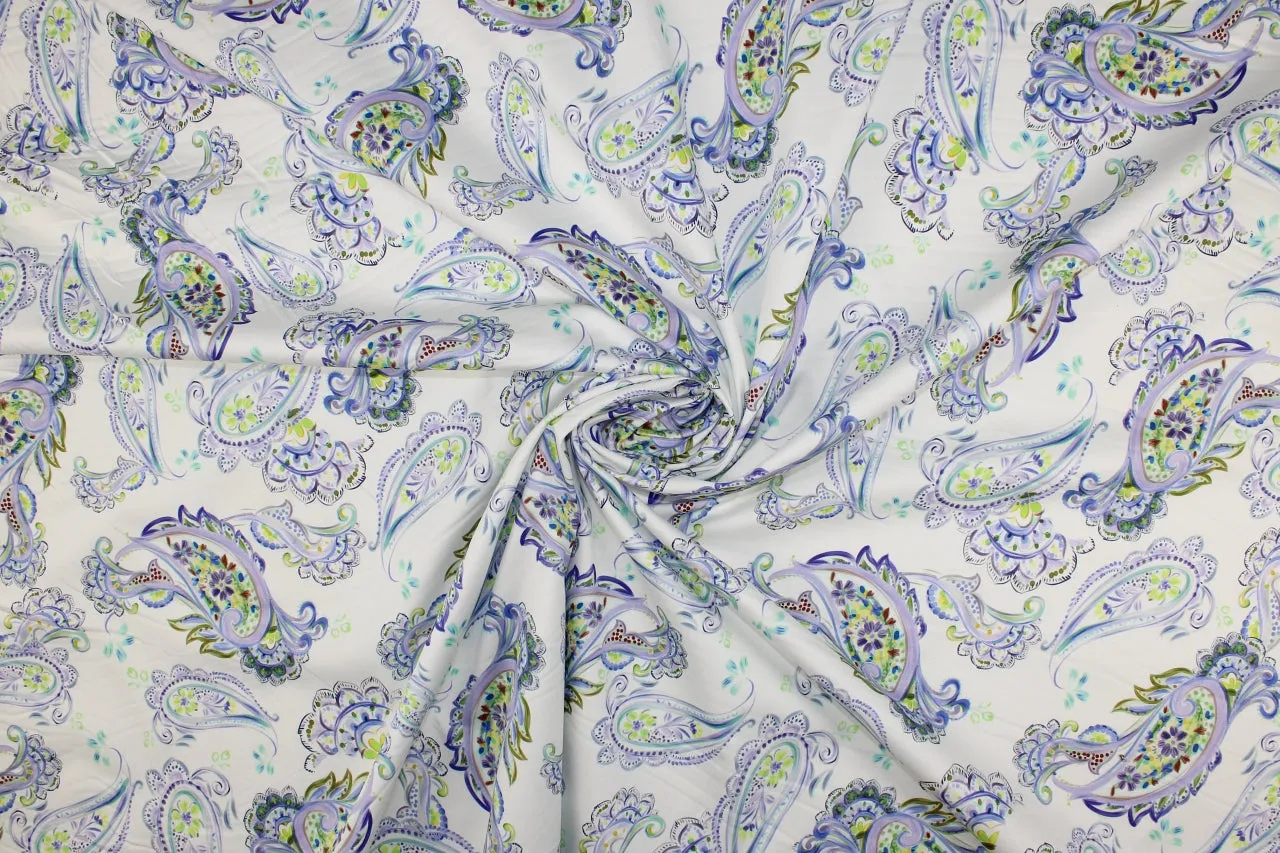 S@ra C@mpbell Purple Prose Paisley Stretch Cotton