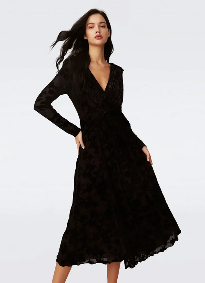 Strand Velvet Burnout Midi Dress