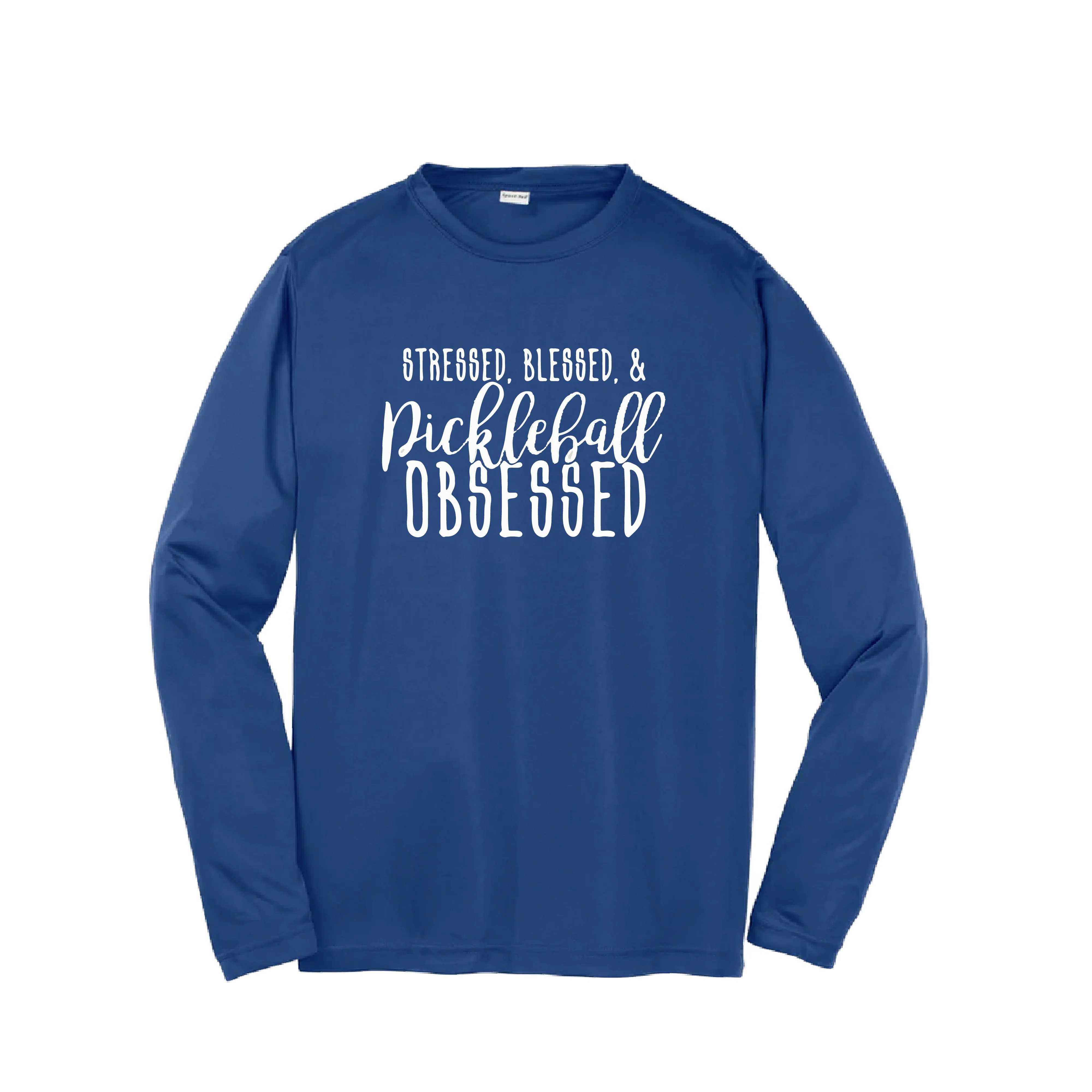 Stressed Blessed & Pickleball Obsessed | Youth Long Sleeve Pickleball Shirts | 100% Polyester