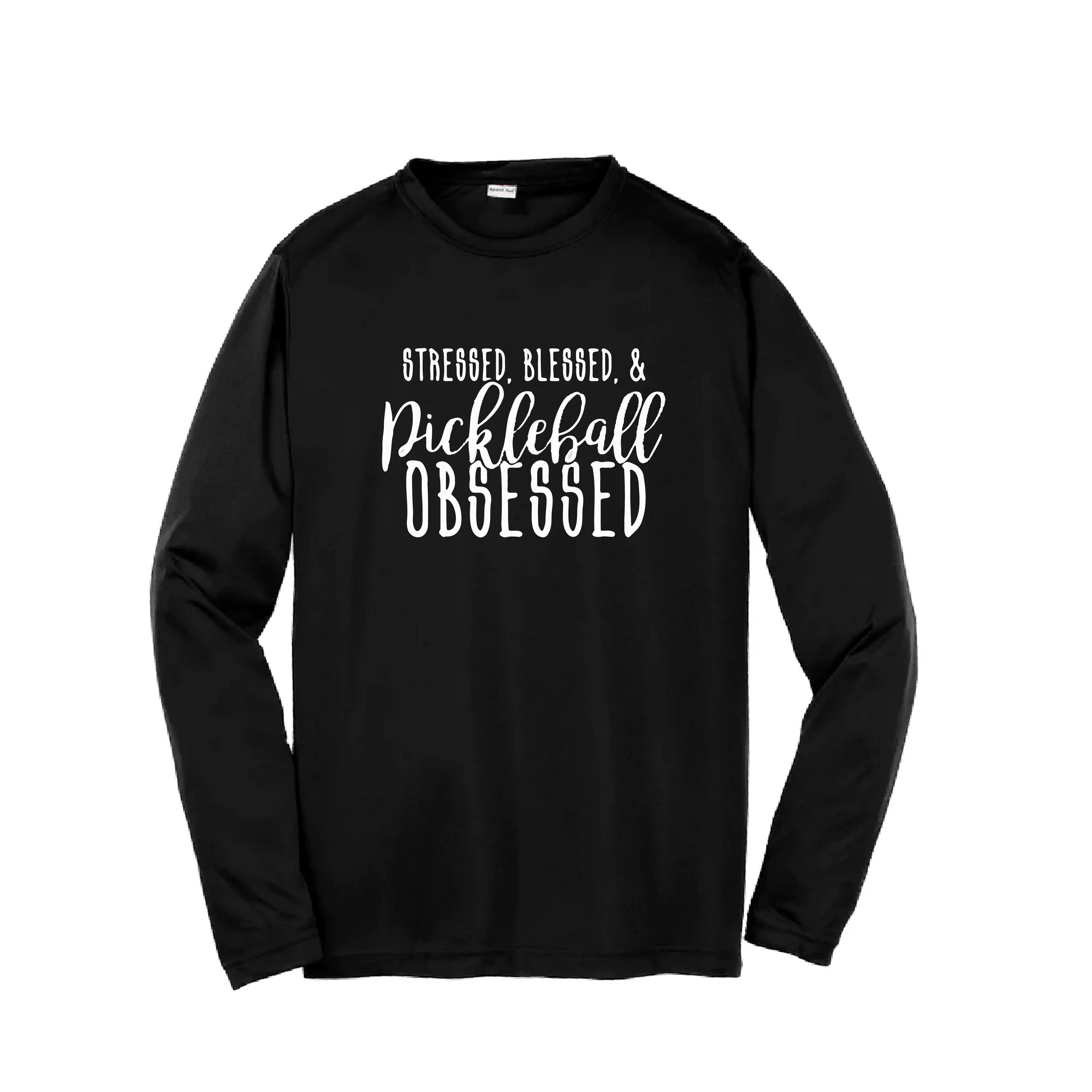 Stressed Blessed & Pickleball Obsessed | Youth Long Sleeve Pickleball Shirts | 100% Polyester