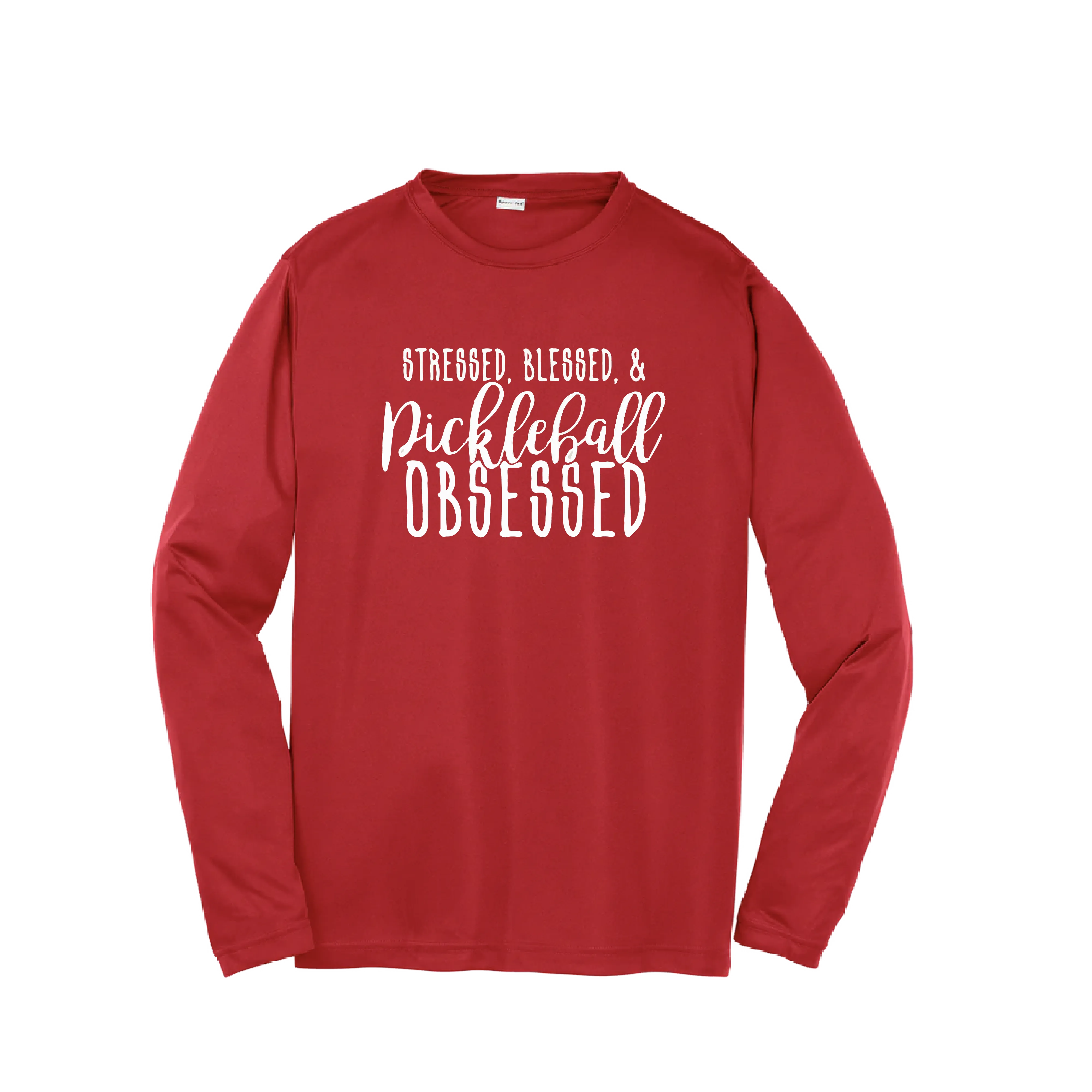 Stressed Blessed & Pickleball Obsessed | Youth Long Sleeve Pickleball Shirts | 100% Polyester