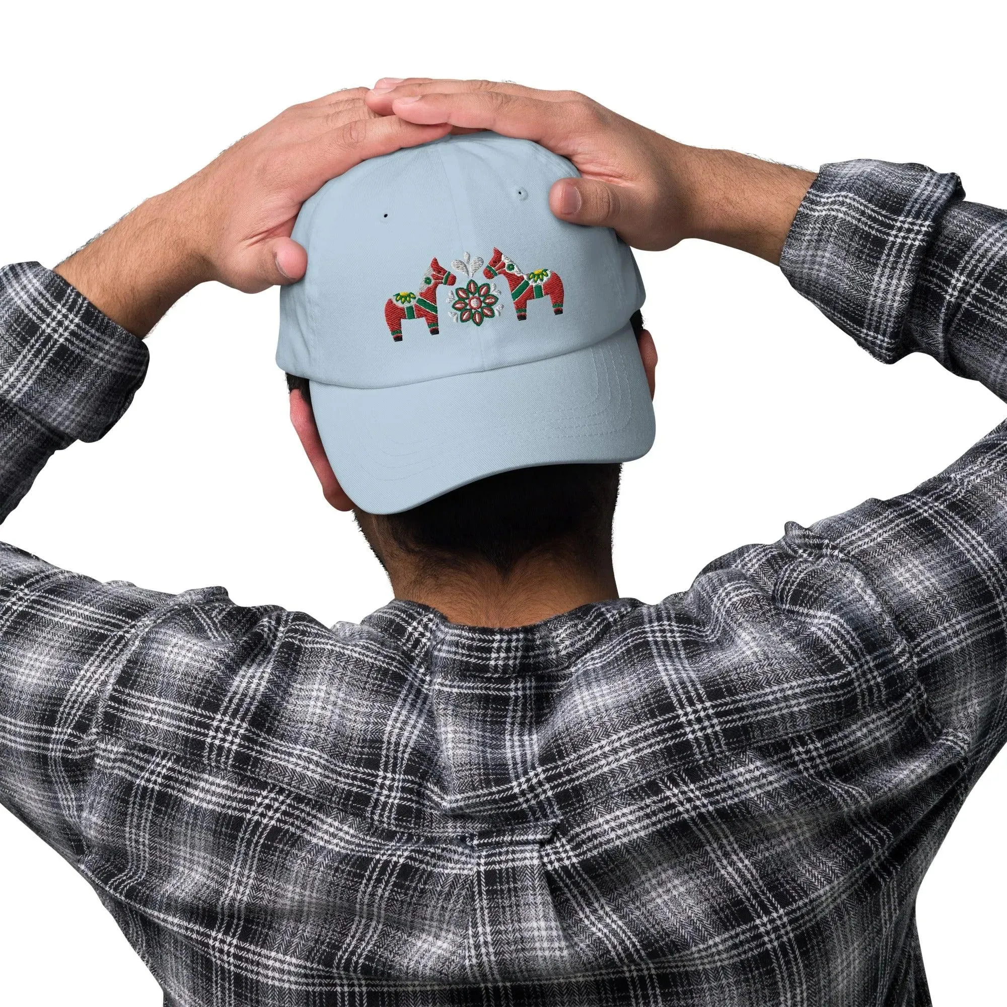 Swedish Dala Horse Embroidered Dad Hat - Red