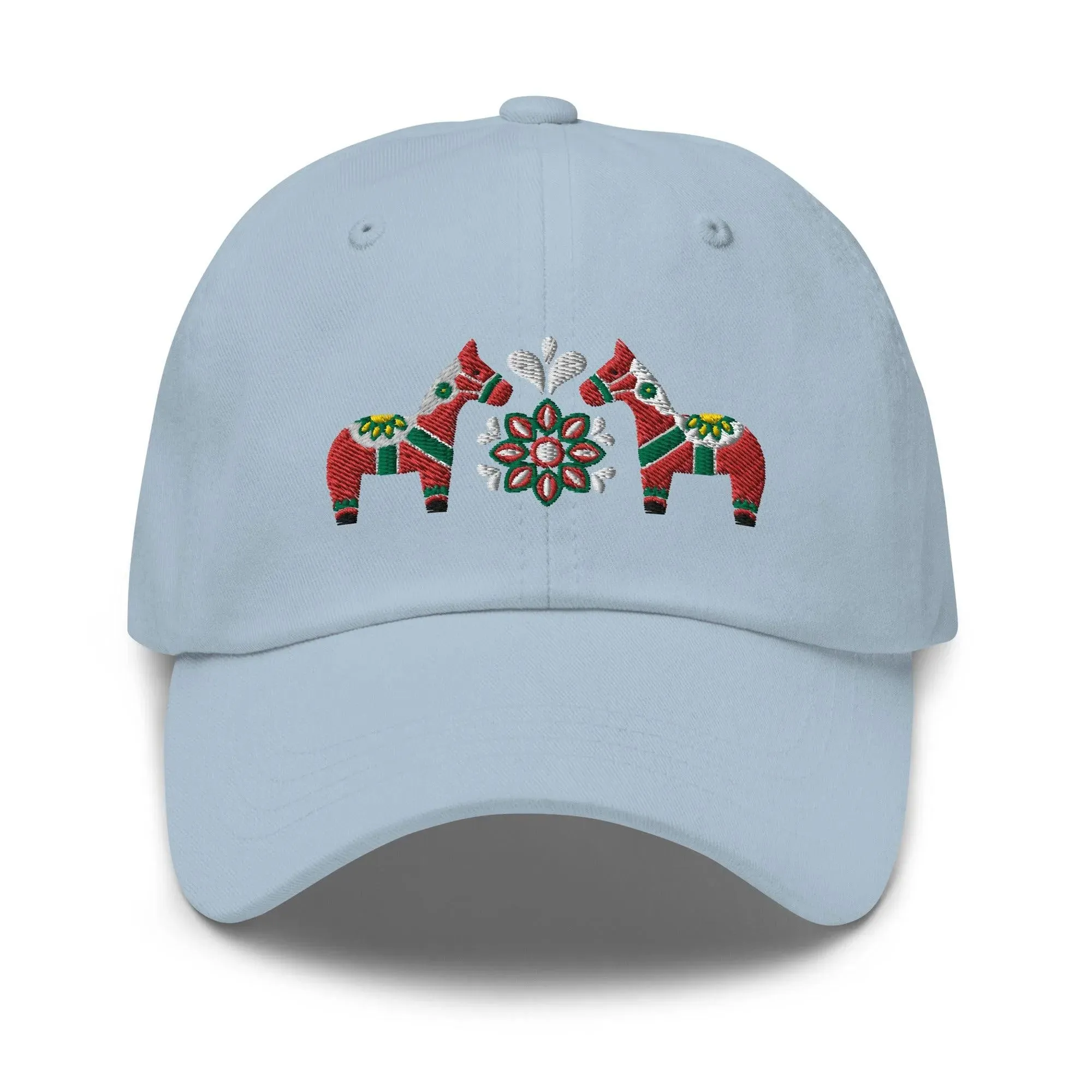Swedish Dala Horse Embroidered Dad Hat - Red