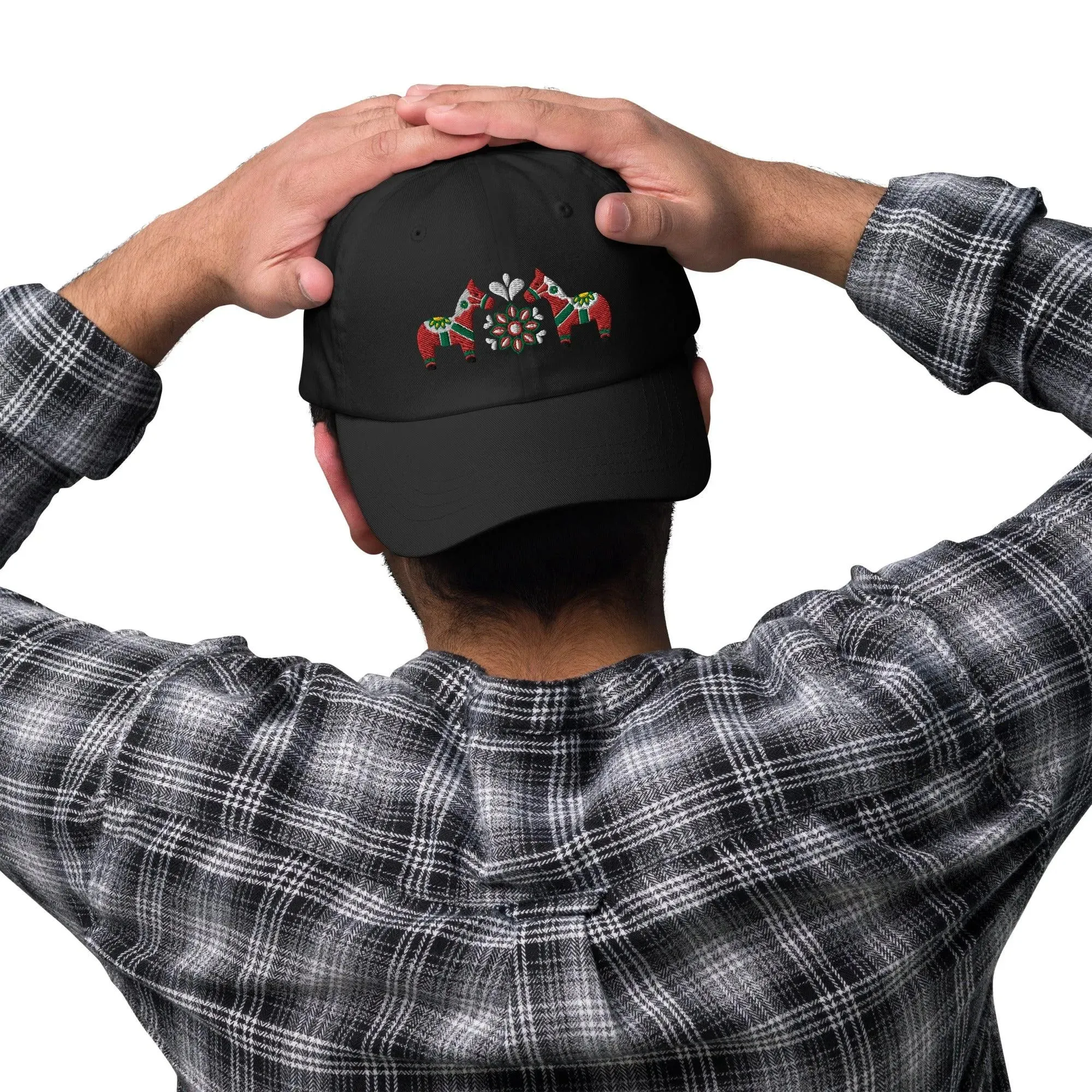 Swedish Dala Horse Embroidered Dad Hat - Red