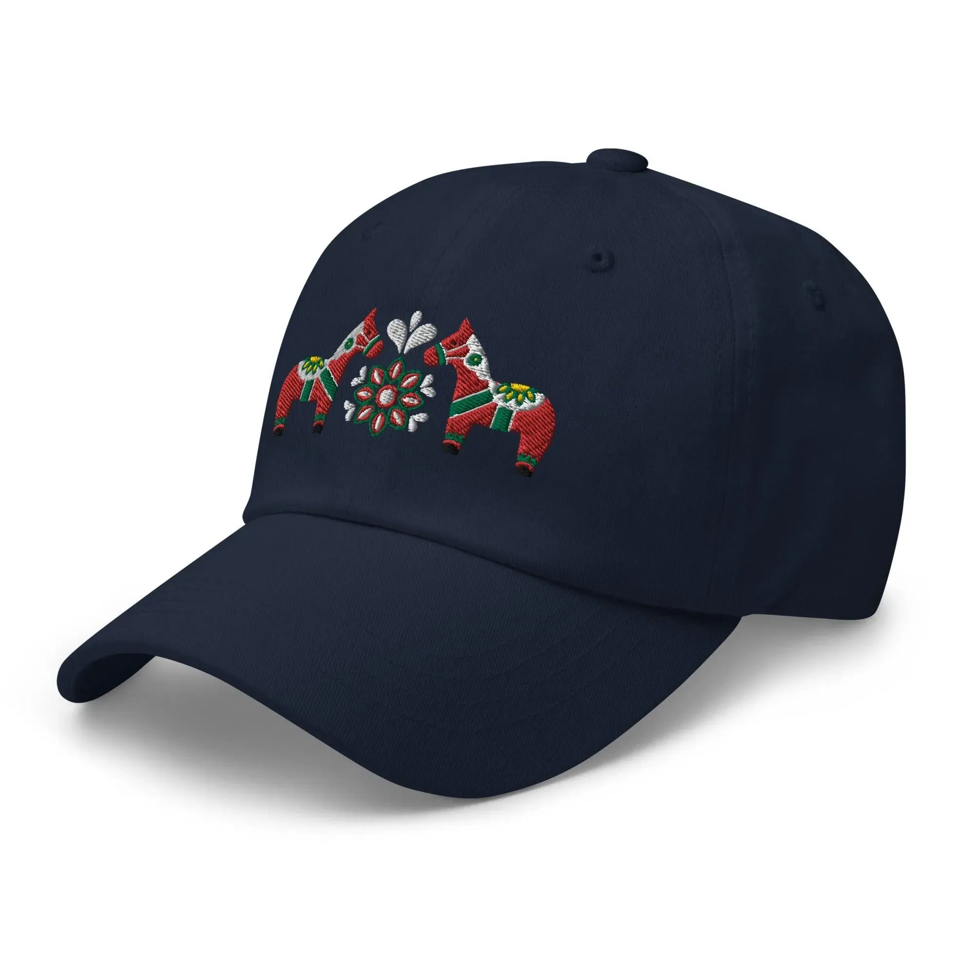 Swedish Dala Horse Embroidered Dad Hat - Red