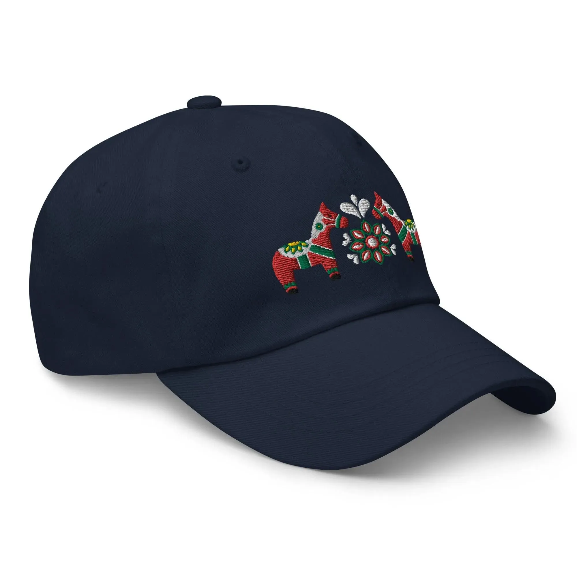 Swedish Dala Horse Embroidered Dad Hat - Red