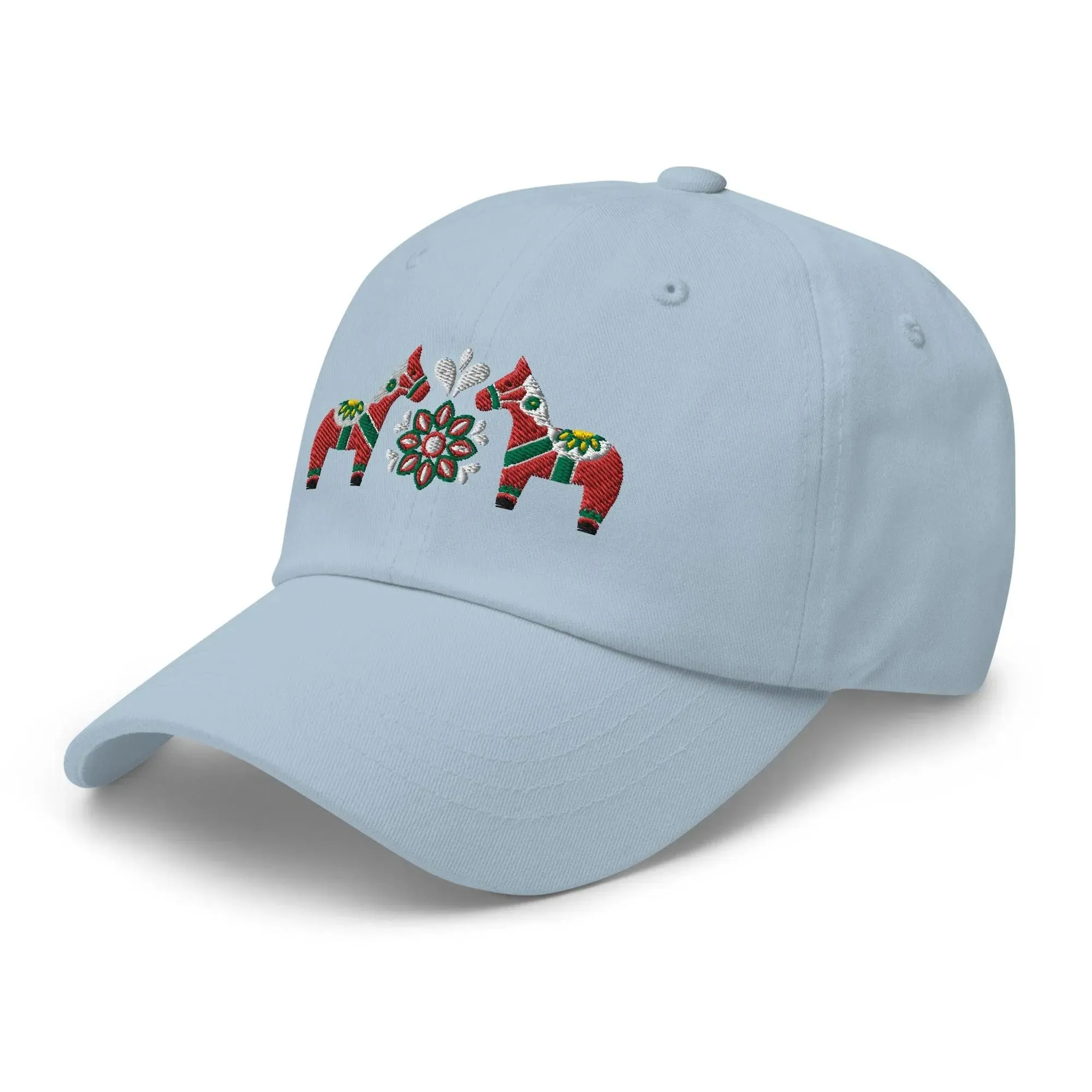 Swedish Dala Horse Embroidered Dad Hat - Red