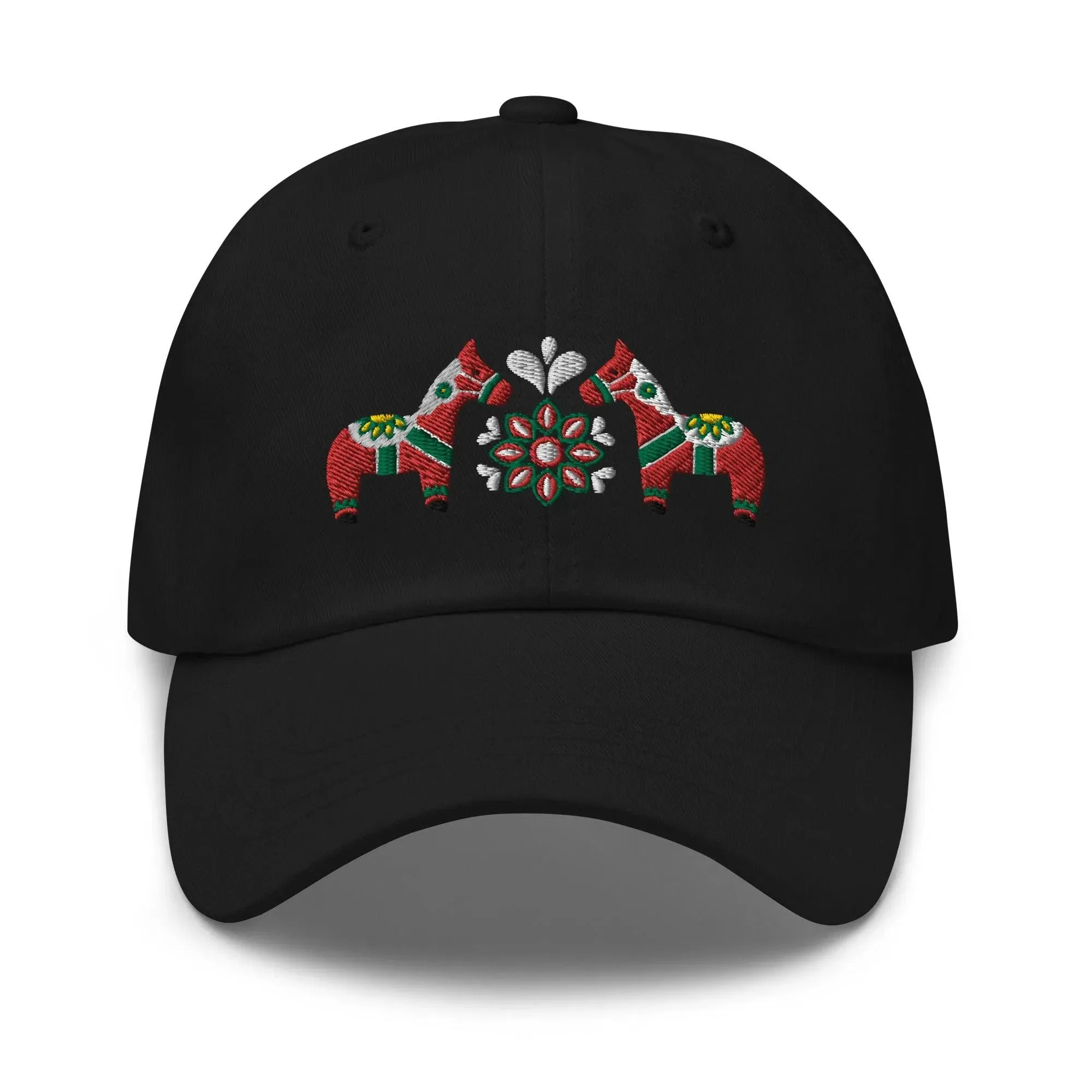 Swedish Dala Horse Embroidered Dad Hat - Red