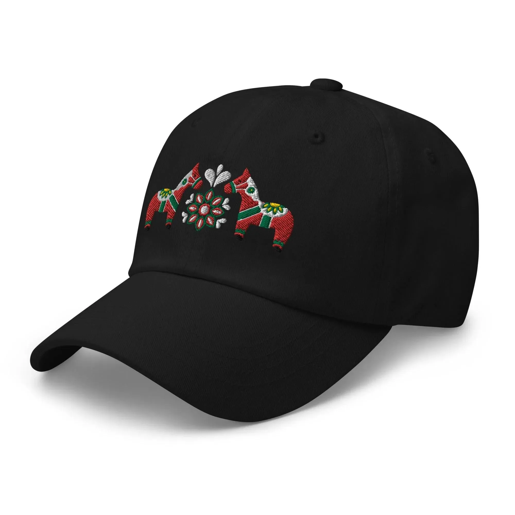Swedish Dala Horse Embroidered Dad Hat - Red