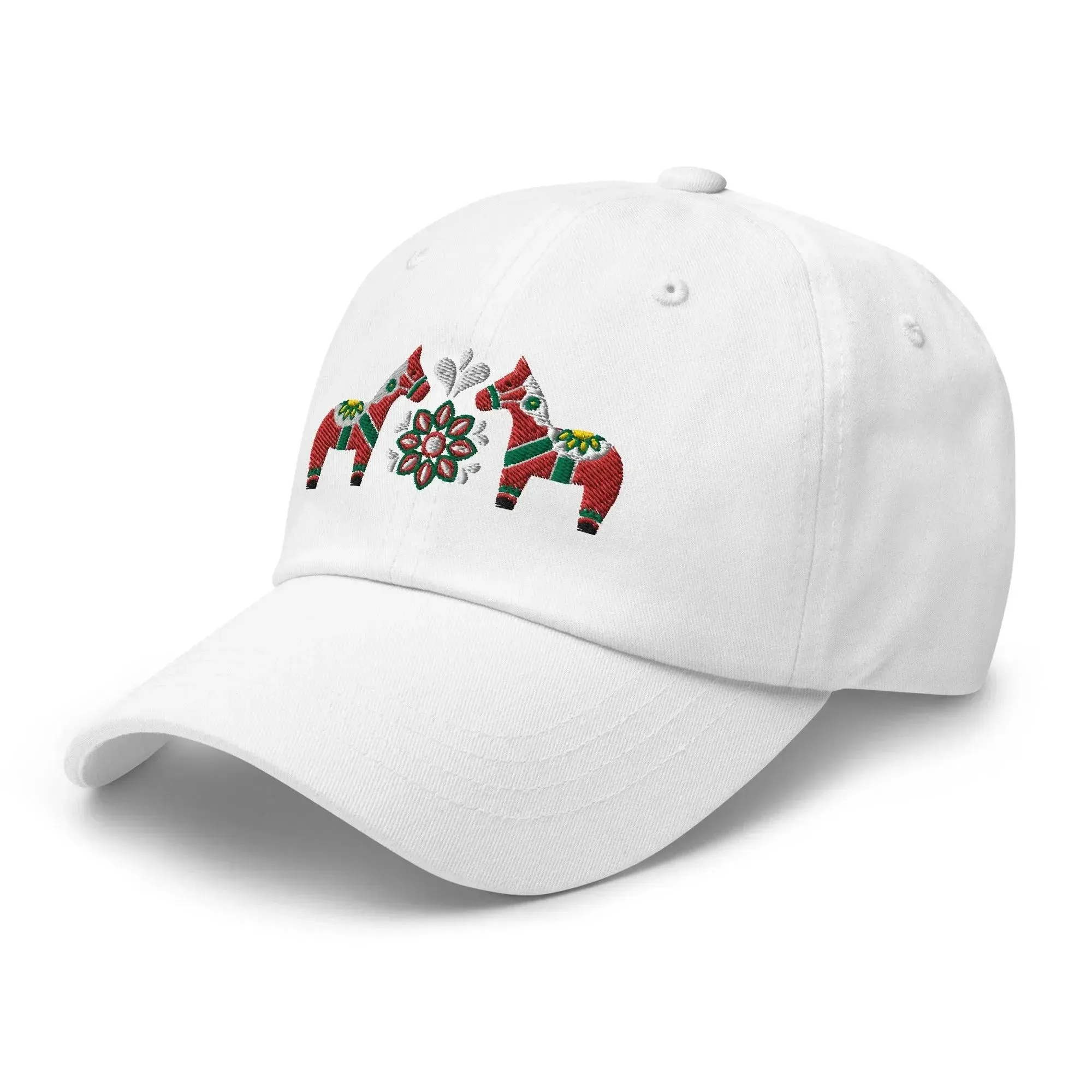 Swedish Dala Horse Embroidered Dad Hat - Red