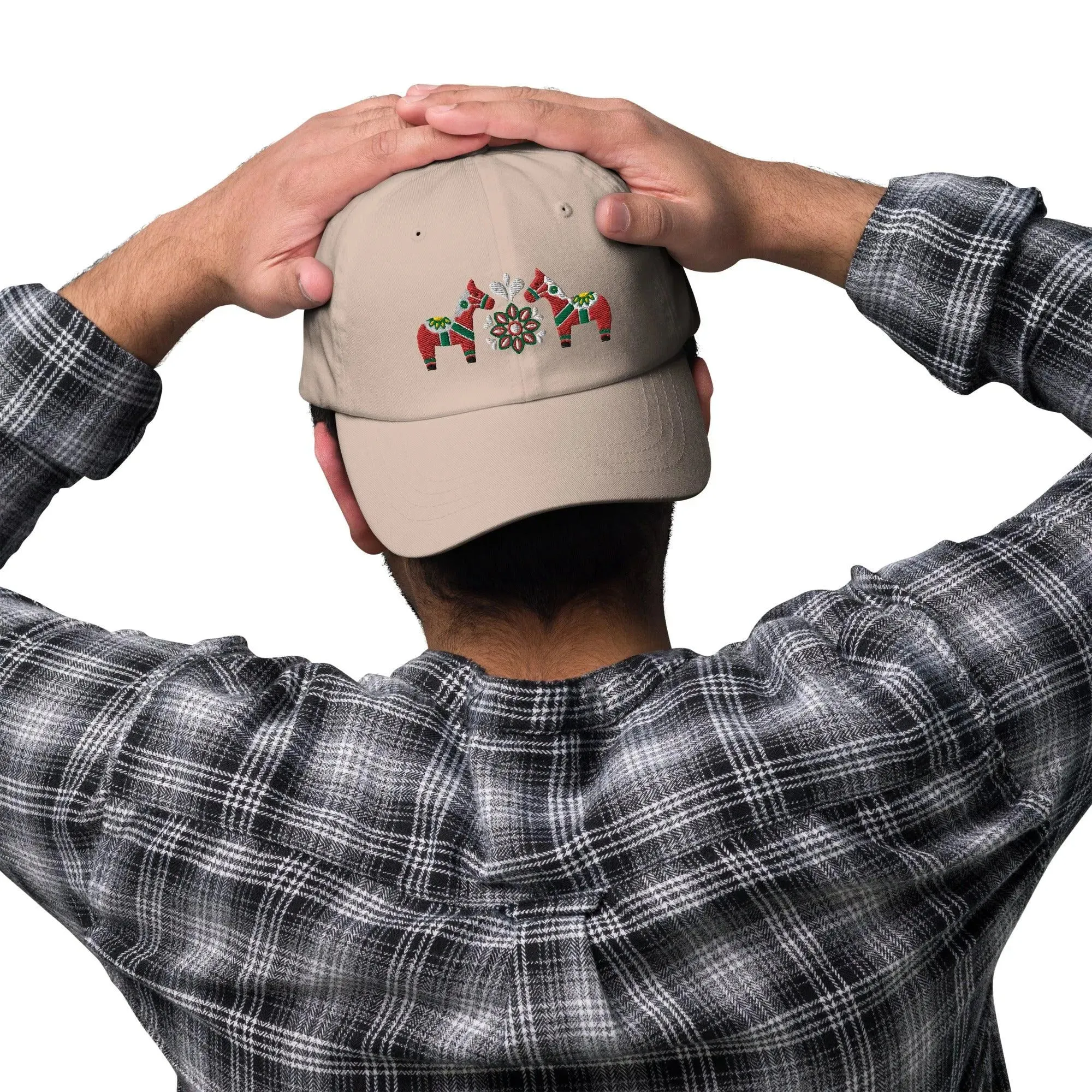 Swedish Dala Horse Embroidered Dad Hat - Red