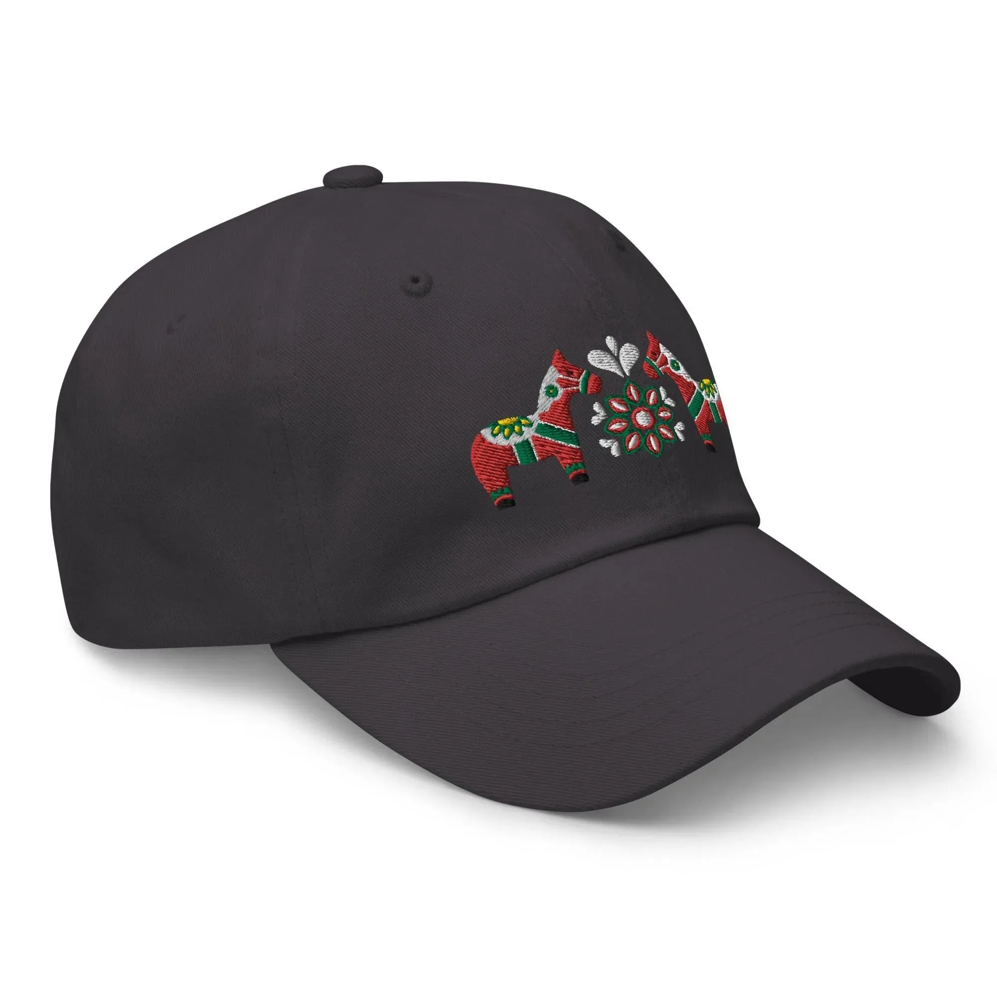 Swedish Dala Horse Embroidered Dad Hat - Red