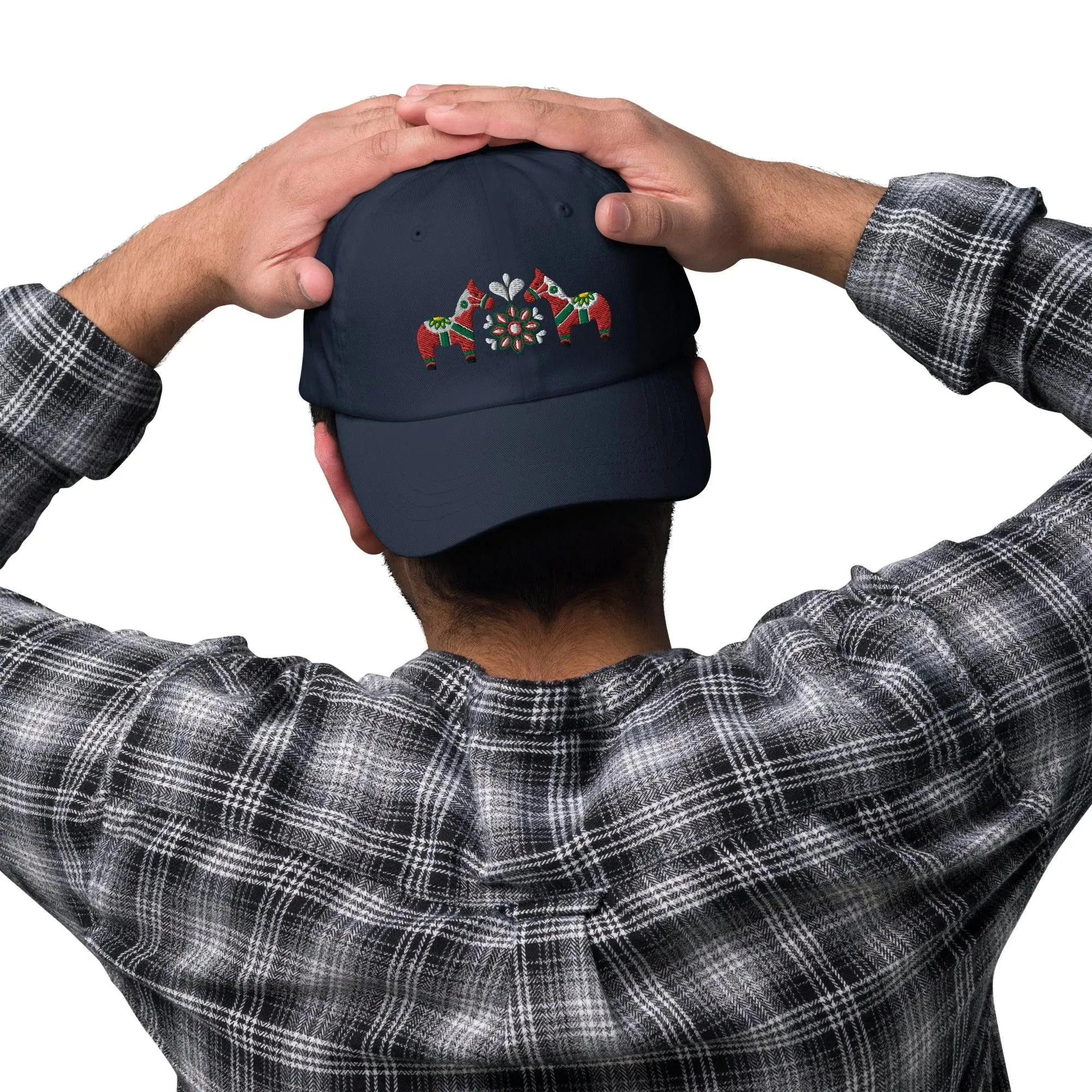 Swedish Dala Horse Embroidered Dad Hat - Red